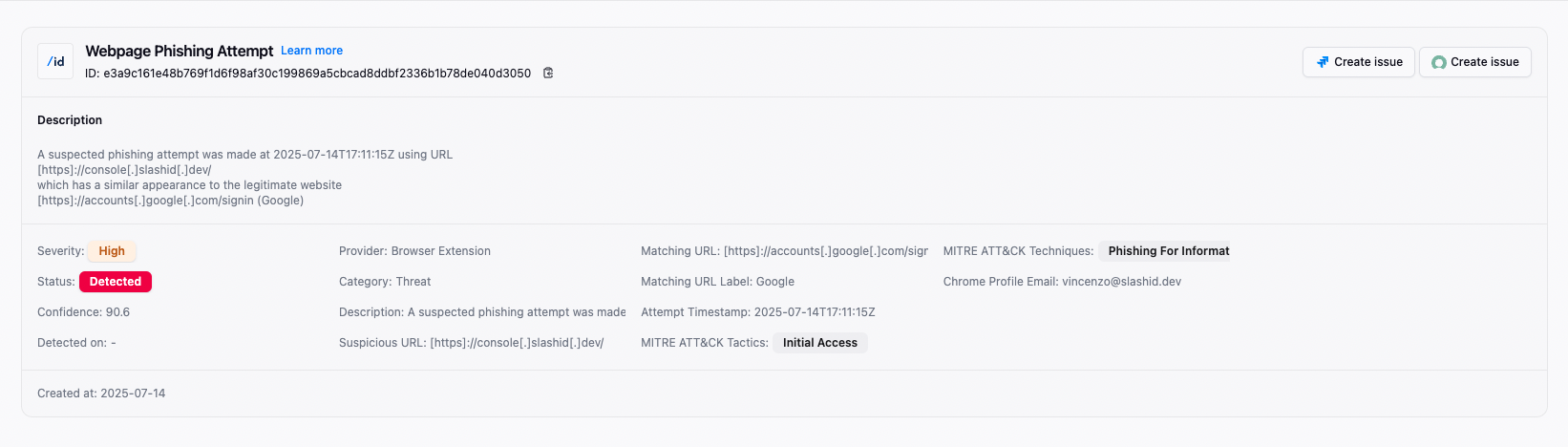 Stop Phishing & Vishing Attempts Dashboard